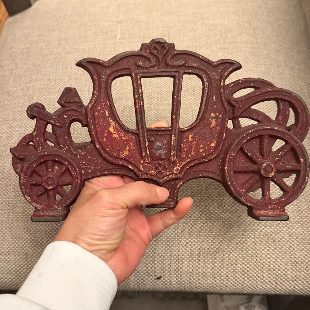 Vintage Red Cast Iron Carriage Decor